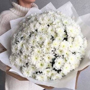 Букет из белых кустовых хризантем