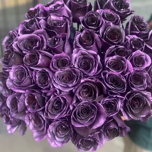 Букет из 25 фиолетово-черных роз